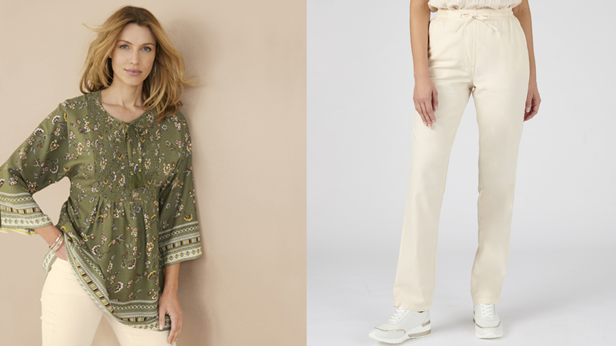 Boho chic top and cream relaxed trousers