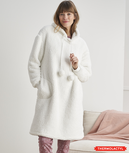 Thermal White Fluffy Dressing Gown