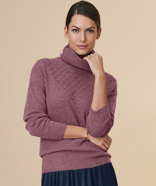 Berry coloured roll neck jumper