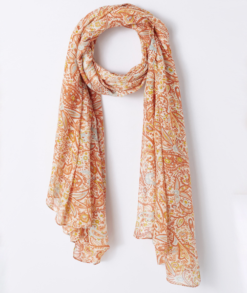 Floral and paisley print scarf