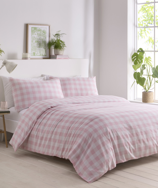 Gingham cotton blend duvet set